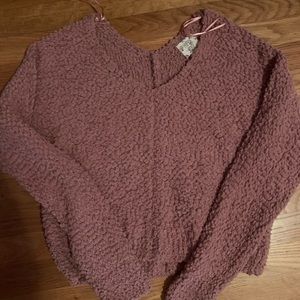 Mauve Cropped Popcorn Sweater